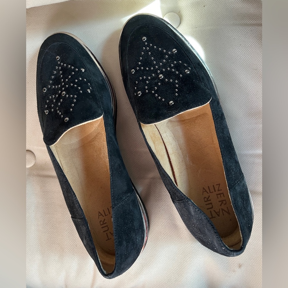 Naturalizer Black Suede Studded Loafers